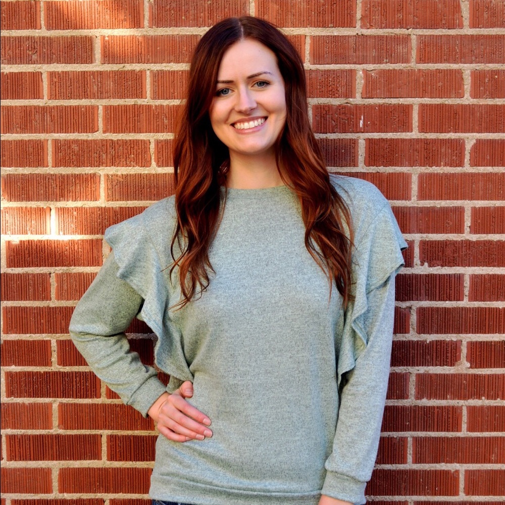 Ruffle Sleeve Sage Top